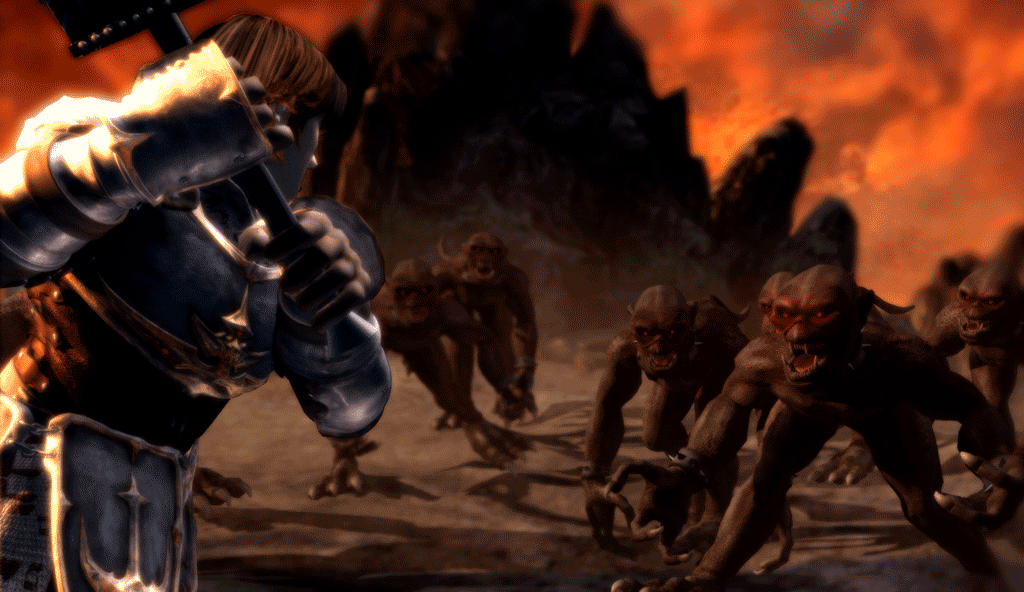 Conceito artístico mostrando uma cidade medieval fantástica que evolui ao longo do tempo no jogo With Your Destiny